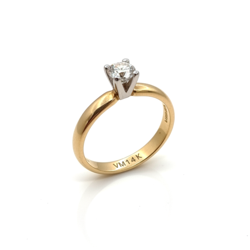 ANILLO DE COMPROMISO, ORO14 K NUM. 6 COMBINADO ,  MODELO CLÁSICO CON 0.20 Q