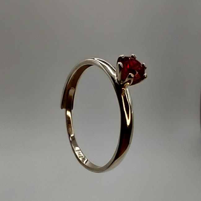 ANILLO SOLITARIO EN PLATA CON IMITACION RUBI